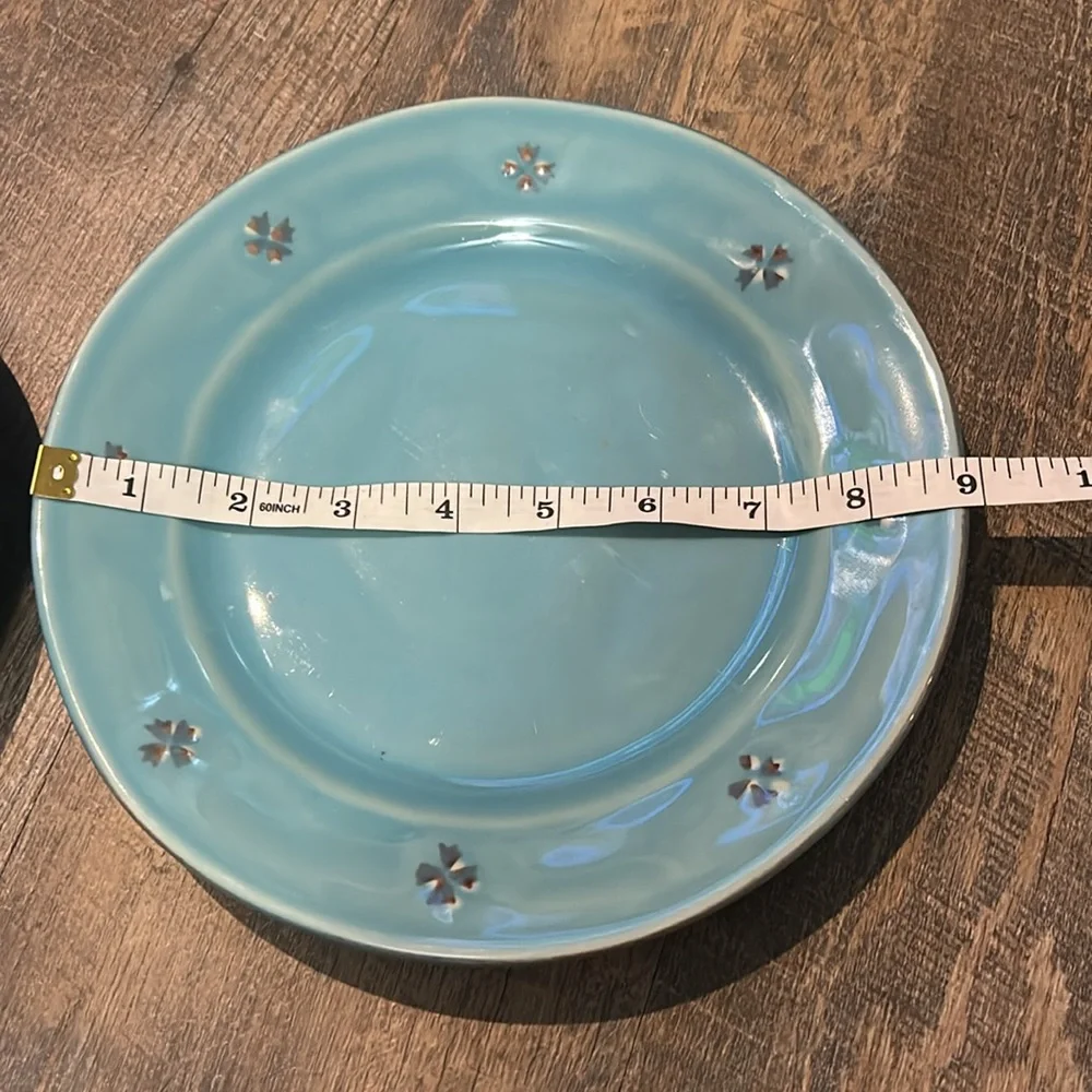 Pier 1 Tosco Lagoon‎ Blue 2 Salad or Desert Plates Embossed Flowers